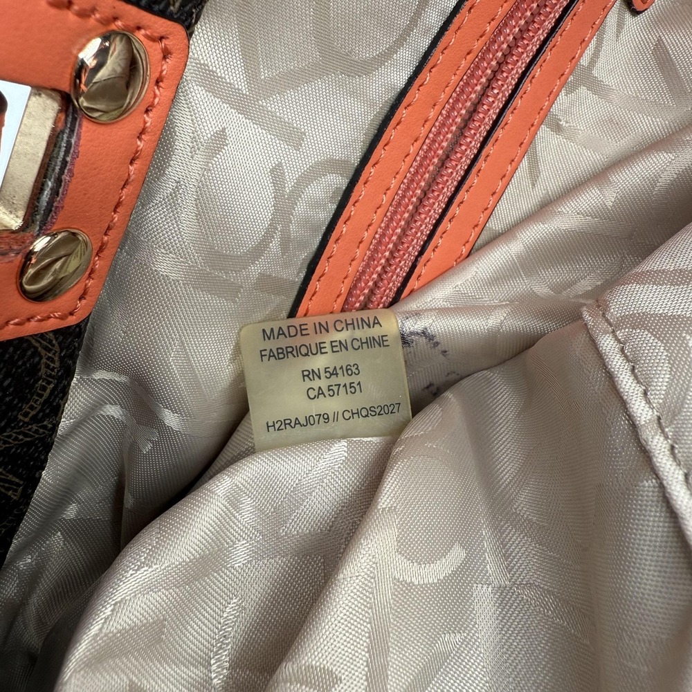 Calvin Klein Tote Bag Womens Large Brown Orange Logo Monogram Shoulder Purse CK - Picture 9 of 11
